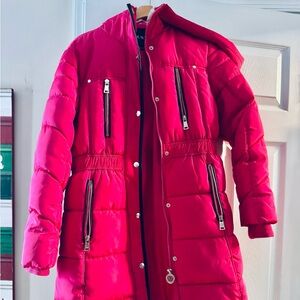 Kids dkny long pink puffer coat